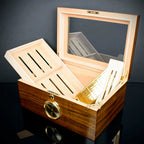 Cigar Humidor Glass Top Walnut Veneer HU20 - 75 Cigar Capacity
