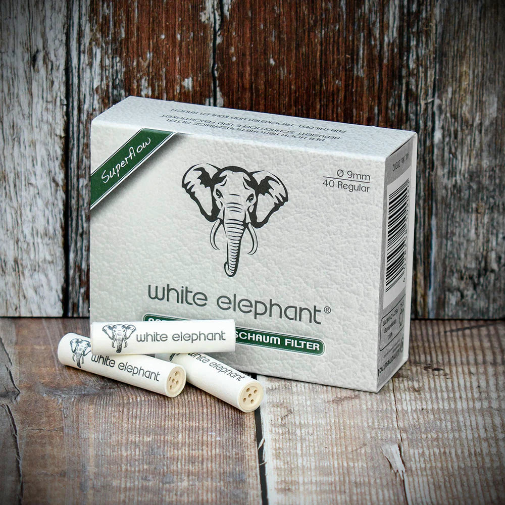 White Elephant 9mm Natural Meerschaum Filters - 40 Pack