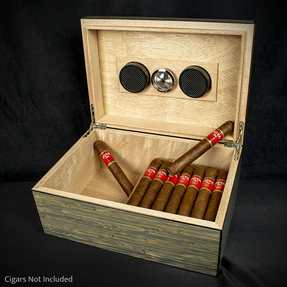 Humidor Glossy Bamboo Finish - 50 Cigar Capacity