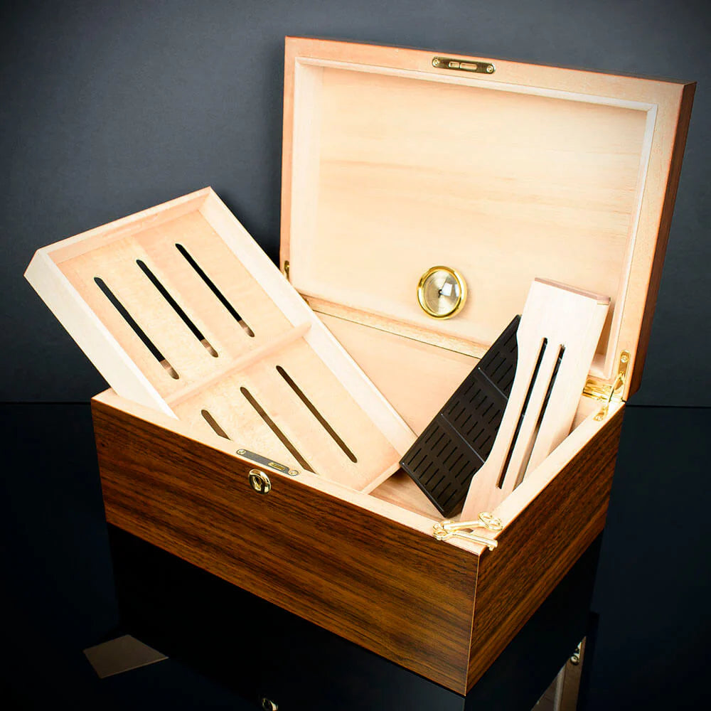 Cigar Humidor Walnut Veneer HU18 - 75 Cigar Capacity