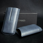 Artamis Navy Blue Leather Cigar Case - 2 Robustos