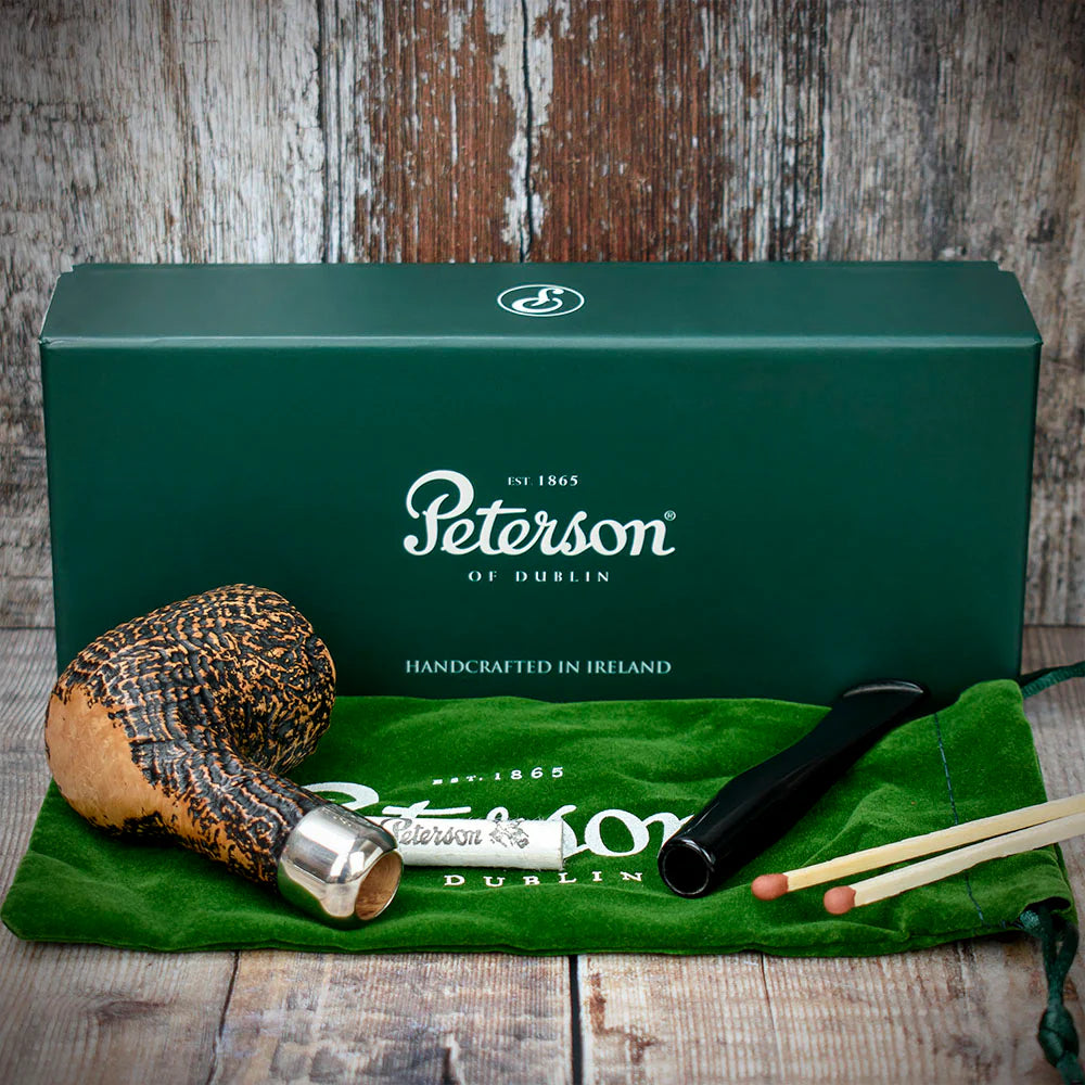 Peterson of Dublin Arklow Sandblasted Briar Smoking Pipe - Shape 107 - 9mm