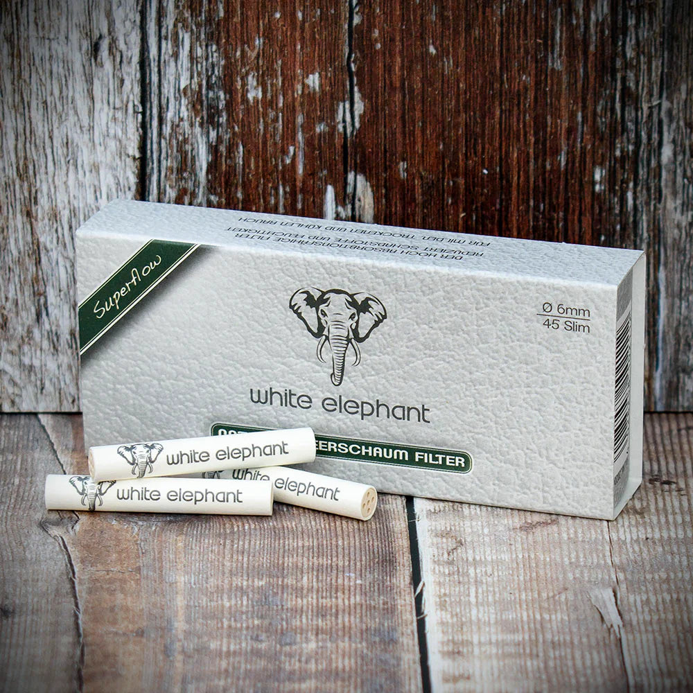 White Elephant 6mm Natural Meerschaum Filters - 45 Pack
