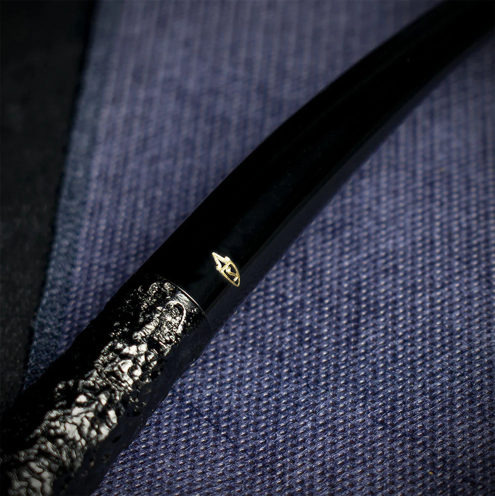 Savinelli Black Rusticated Churchwarden Briar Pipe - 921 6mm