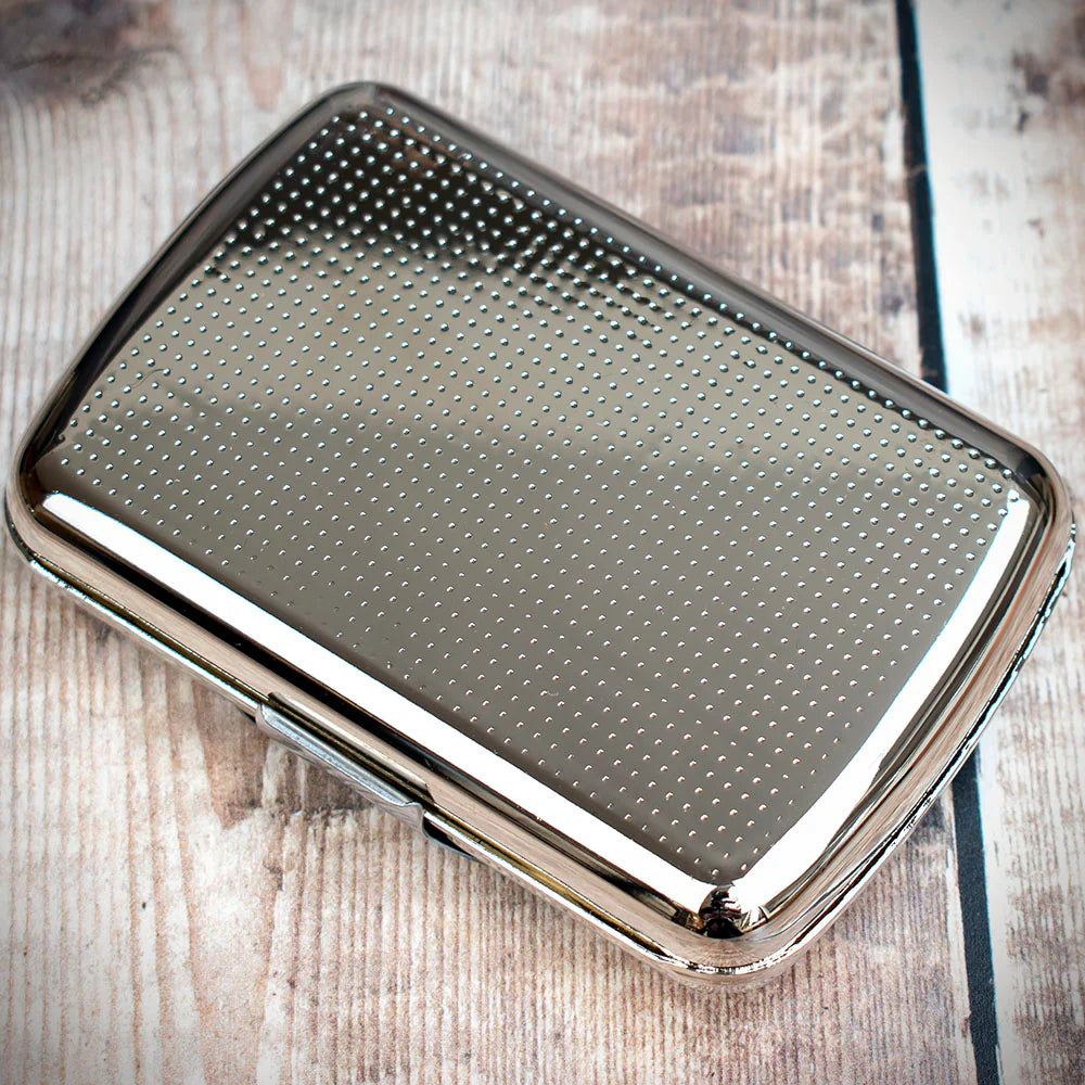 Tobacco Tin with Paper Holder - Polished Chrome Top