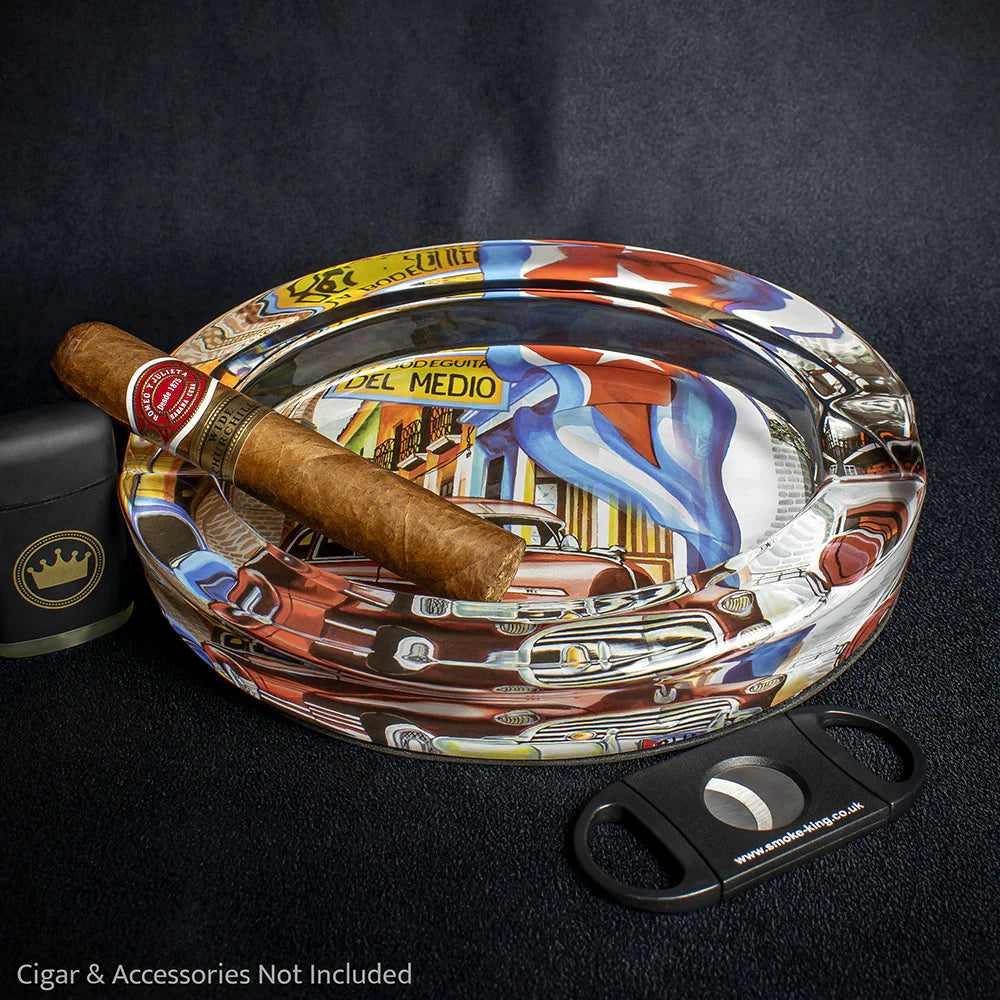 Oval Glass Cigar Ashtray -  Cuban Car