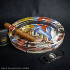Oval Glass Cigar Ashtray -  Cuban Car