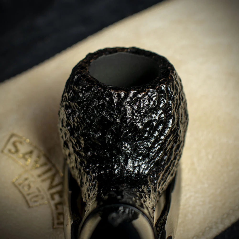 Savinelli Mini -  Black Rusticated Briar Smoking Pipe - Shape 626 (6mm)