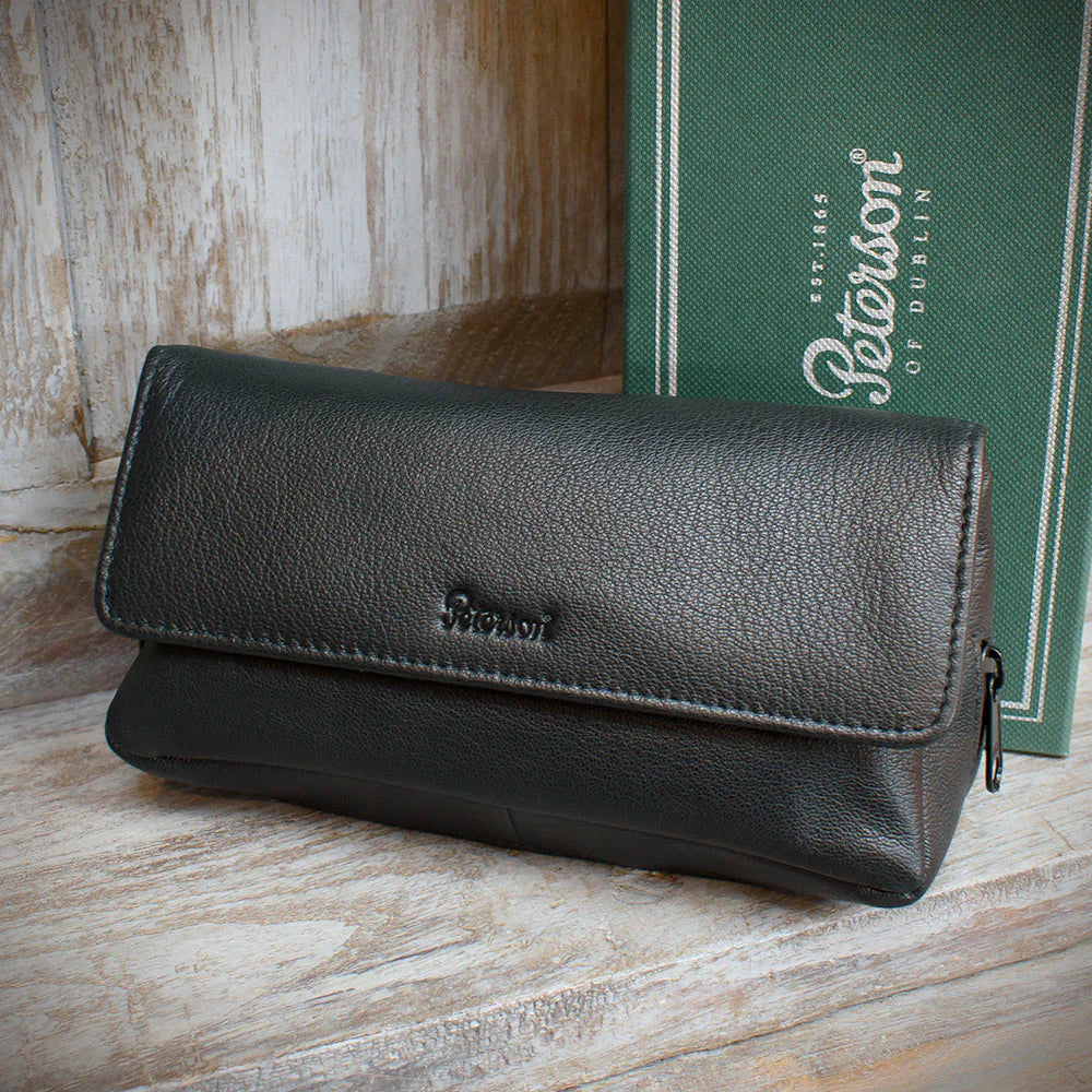 Peterson Two Pipe Combination Pouch - Press Stud Black (POU-137)