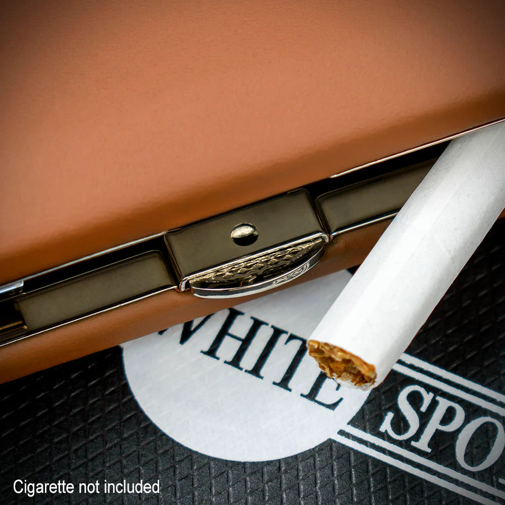Alfred Dunhill White Spot Terracotta Leather Cigarette Case - 20 Superkings