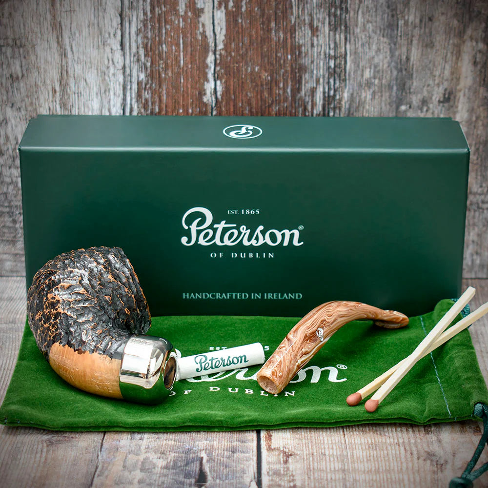 Peterson of Dublin Derry Rusticated Briar Smoking Pipe - Shape XL02 - 9mm