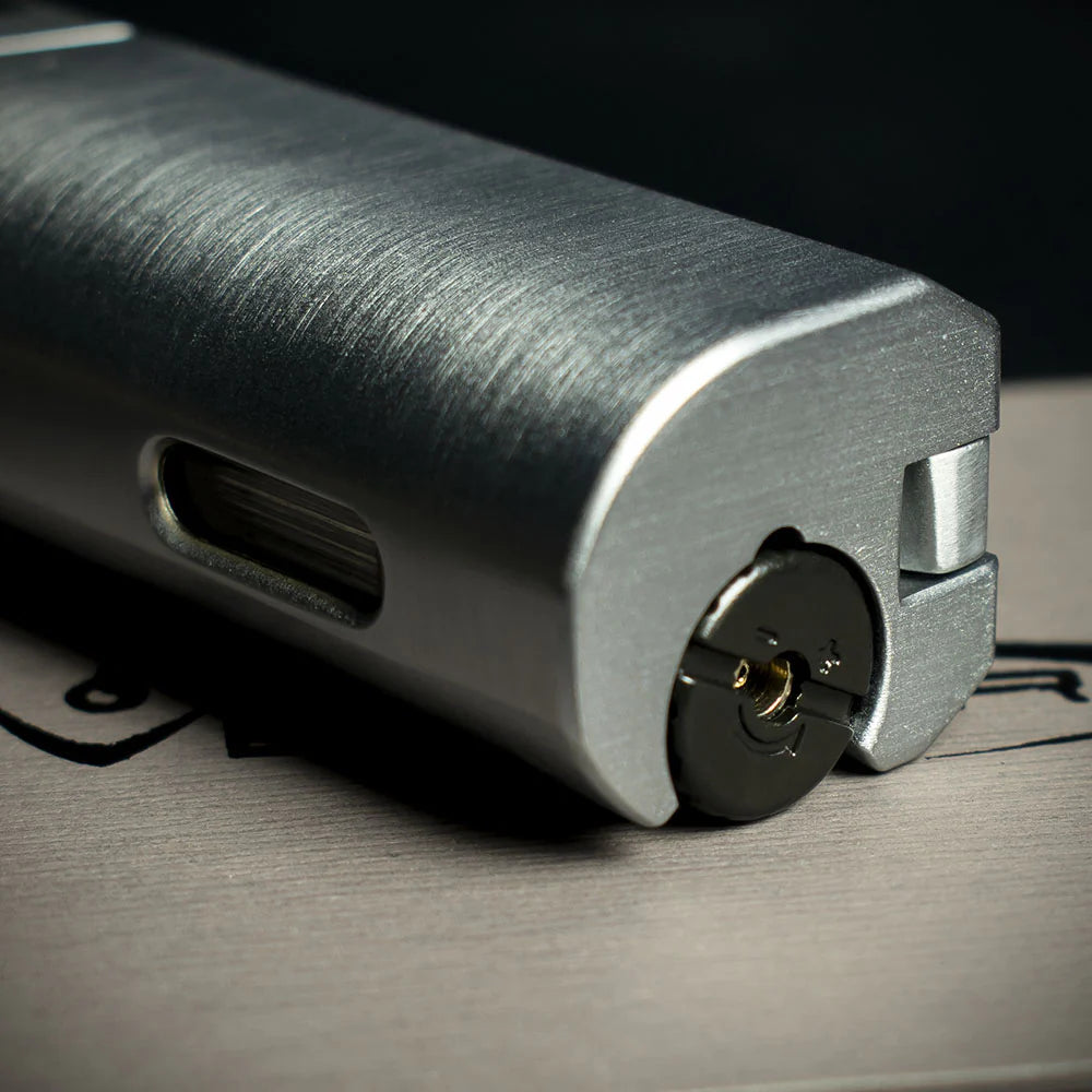 Vector Caliper Single Jet Flame Cigar Lighter With Punch Cutter - Satin Chrome