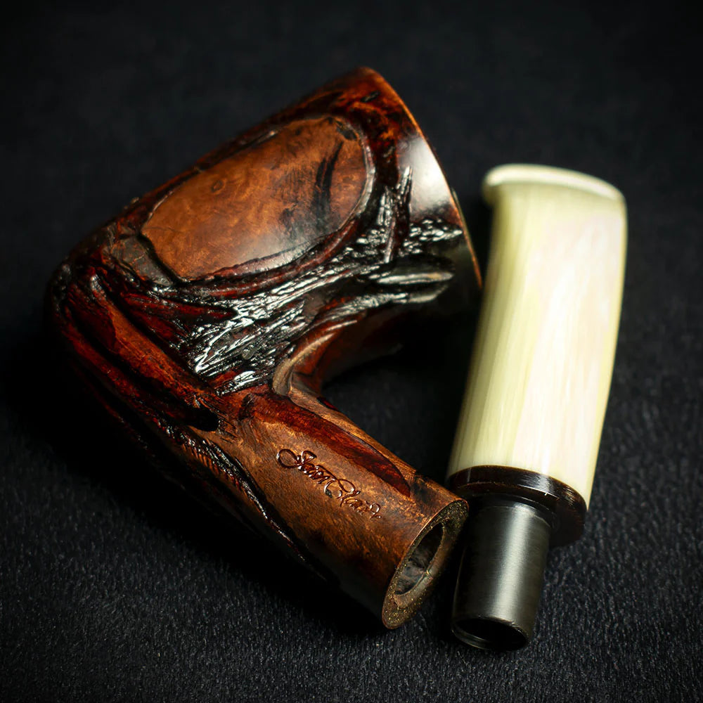 Jean Claude 9mm Filter Dark Rustic Briar Smoking Pipe - Shape 52