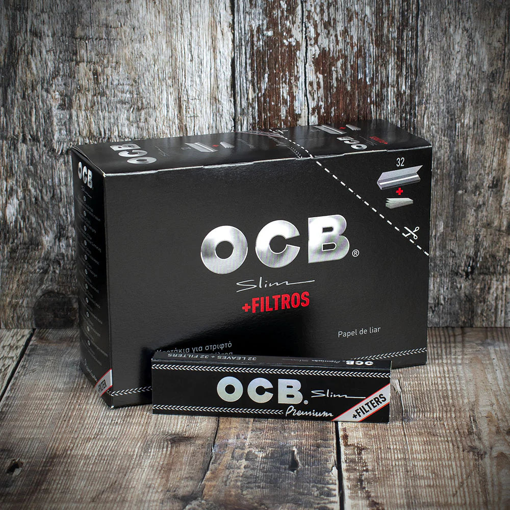 OCB Kingsize Slim Premium Rolling Papers & Tips - Box of 32