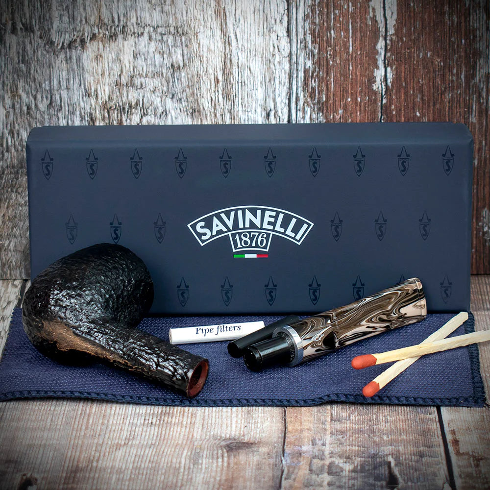 Savinelli Morellina Rustic Black 114R - 6mm Briar Pipe