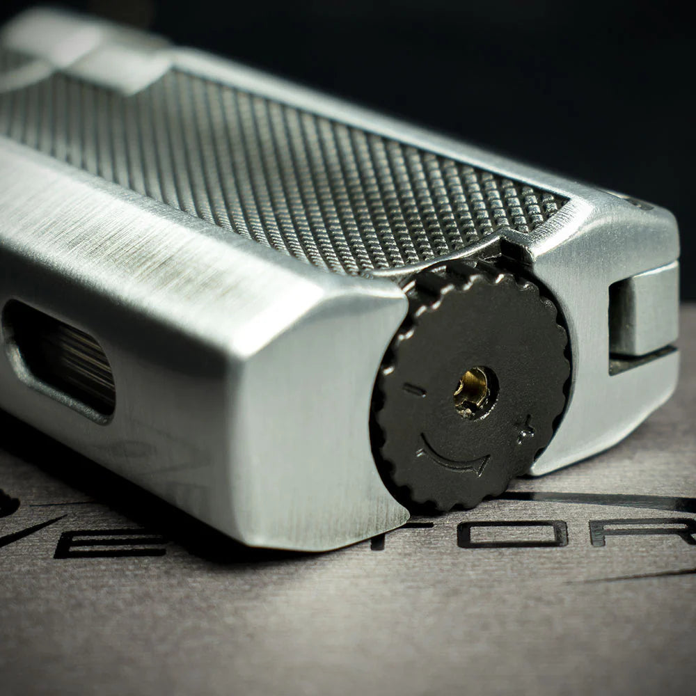Vector VMotion Twin Jet Flame Lighter With Punch Cutter - Matte Chrome