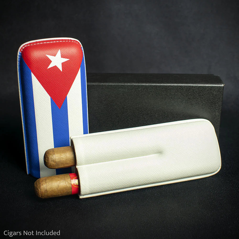 Artamis Cuban Flag PU Cigar Case - 2 Churchills