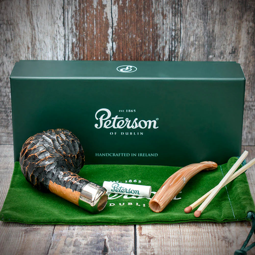 Peterson of Dublin Derry Rusticated Briar Smoking Pipe - Shape 408 - 9mm