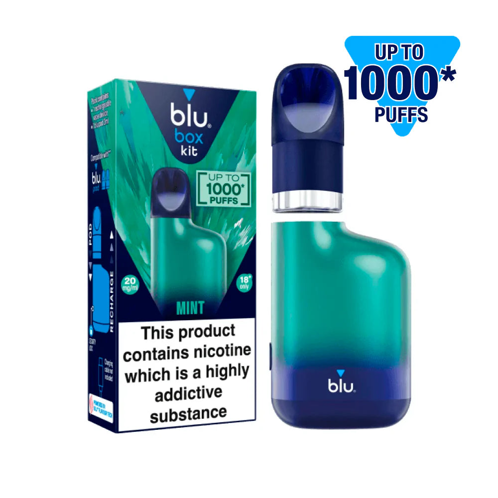 blu box kit Recharchable Device + Mint Vape Pod 2ml 20mg/ml Nicotine
