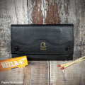 Falcon Black Leather Box Button Handrolling Pouch 590F