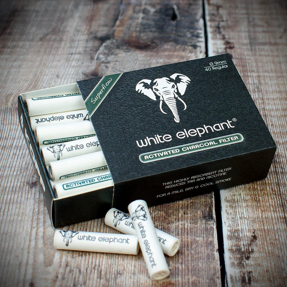 White Elephant 9mm Activated Charcoal Filters - 40 Pack