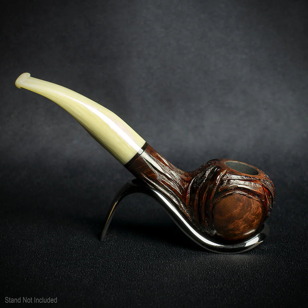 Jean Claude 9mm Filter Dark Rustic Briar Smoking Pipe - Shape 54