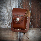 Zippo Lighter Pouch With Belt Clip - Brown Leather