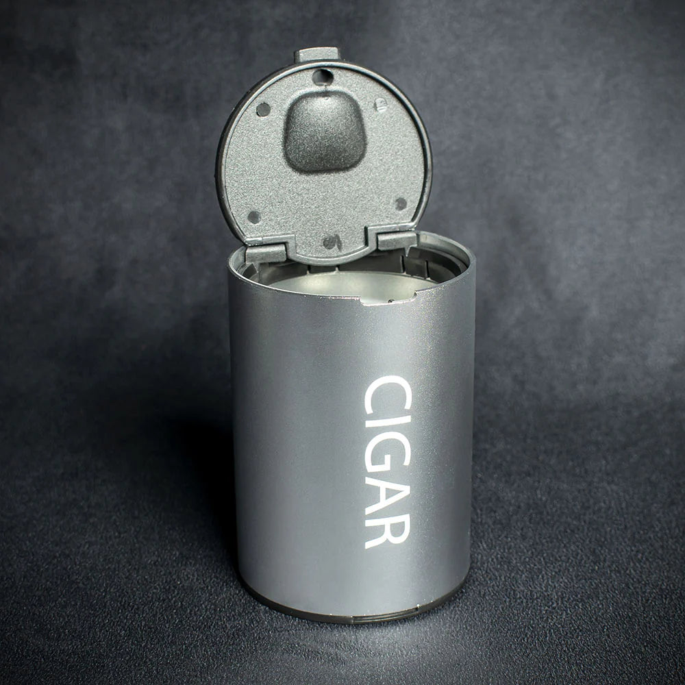 Silver Portable Ashtray Can for Cigars - Travel Ashtray fits in Cupholder