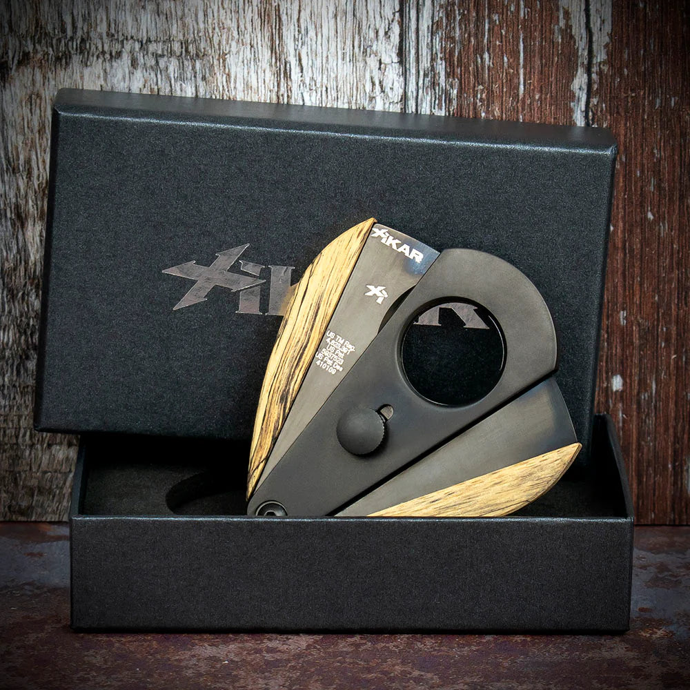 Xikar Xi-3 Phantom Black Spalted Tamarind 300BKST Double Blade Guillotine Cigar Cutter