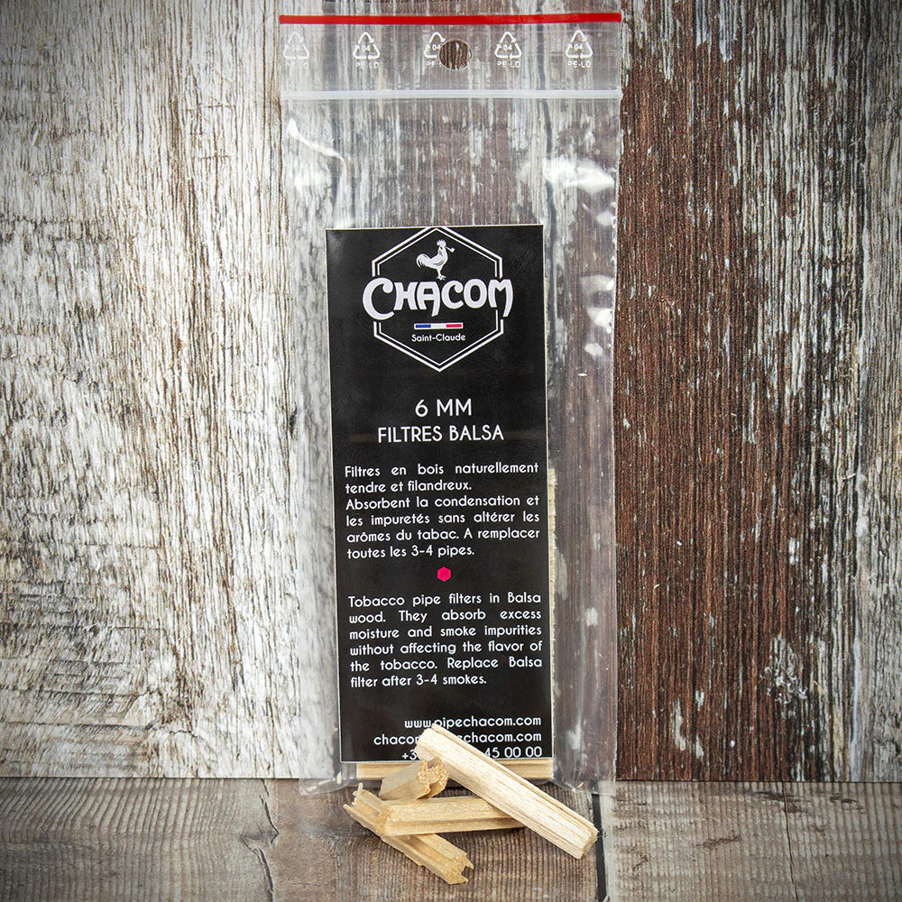 Chacom 6mm Balsa Wood Pipe Filters - 20 Pack