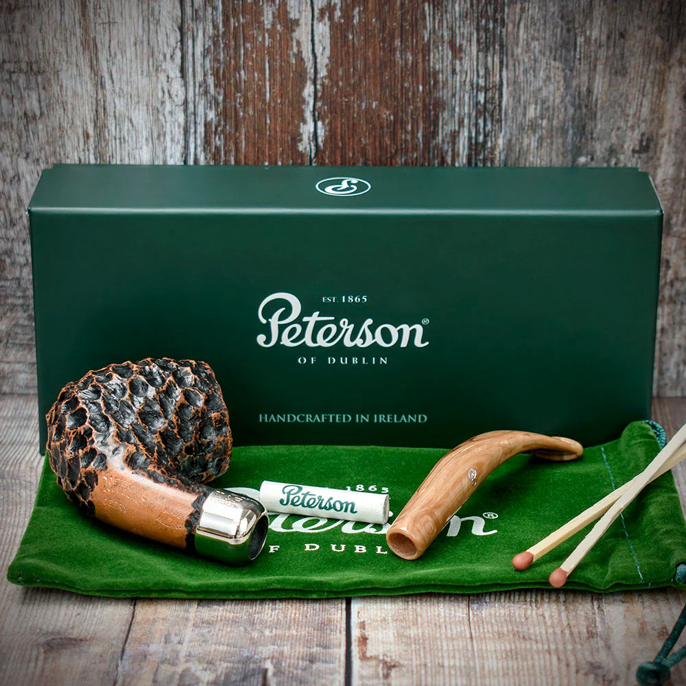 Peterson of Dublin Derry Rusticated Briar Smoking Pipe - Shape 68 - 9mm