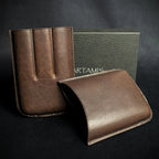 Artamis Brown Leather Cigar Case - 3 Robustos