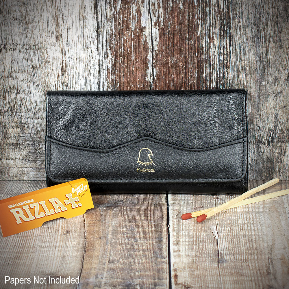 Falcon Black Leather Handrolling Pouch 684B