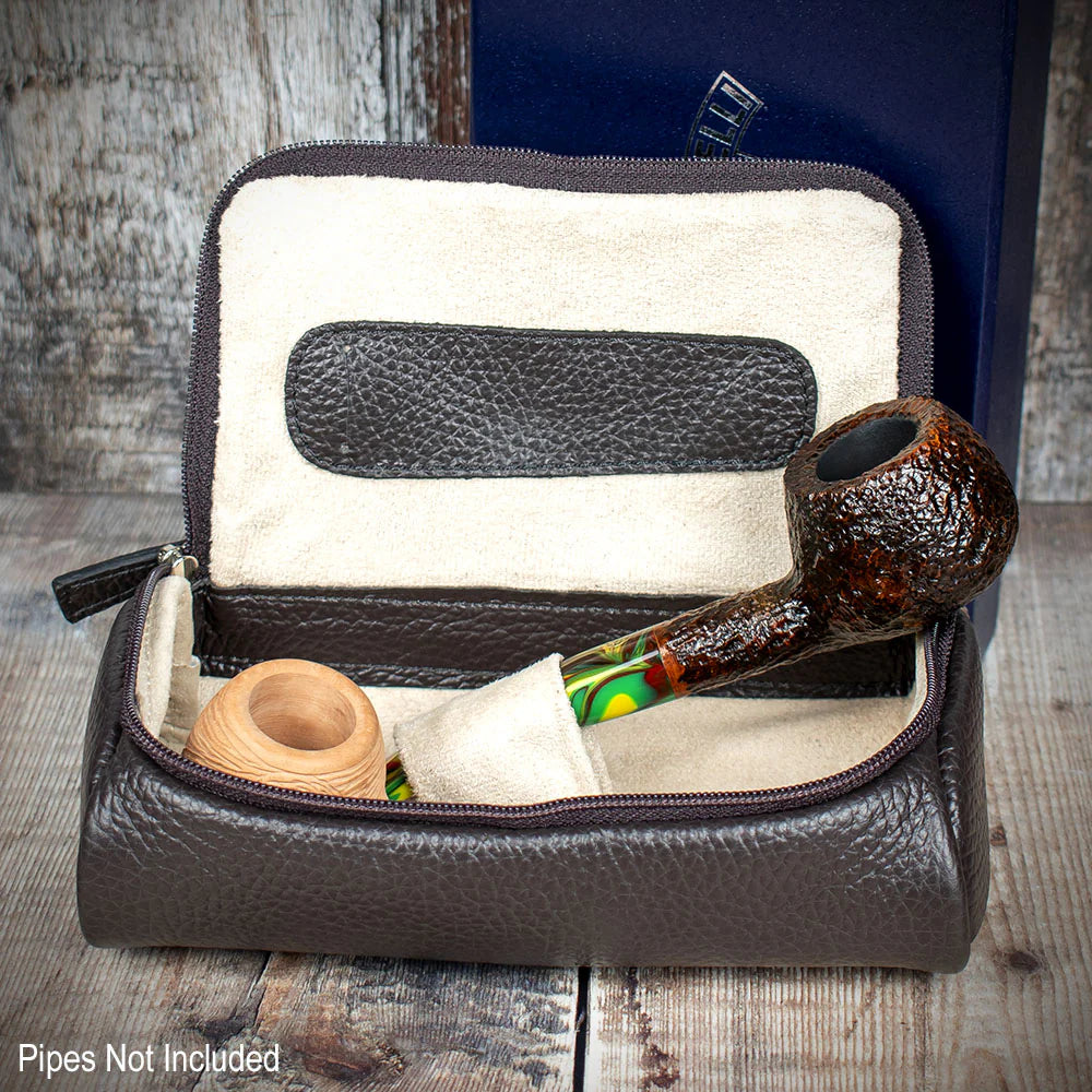 Savinelli Astuccio Leather Two Pipe Case - Brown