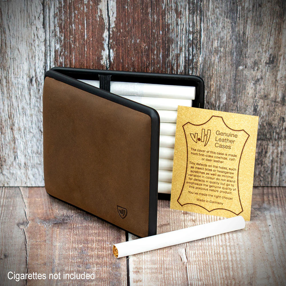 Kingsize Cigarette Case Vom Hofe Dark Brown Suede Leather