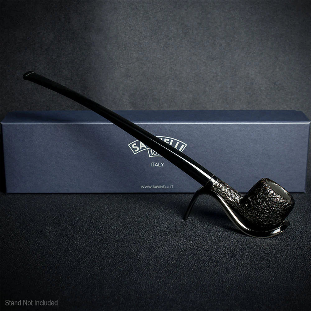 Savinelli Black Rusticated Churchwarden Briar Pipe - 901 6mm