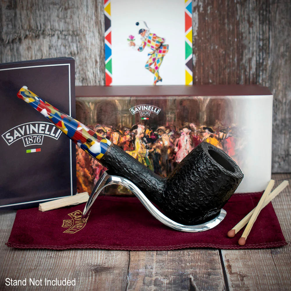 Savinelli Arlecchino Rusticated Black 111 - 6mm Briar Pipe