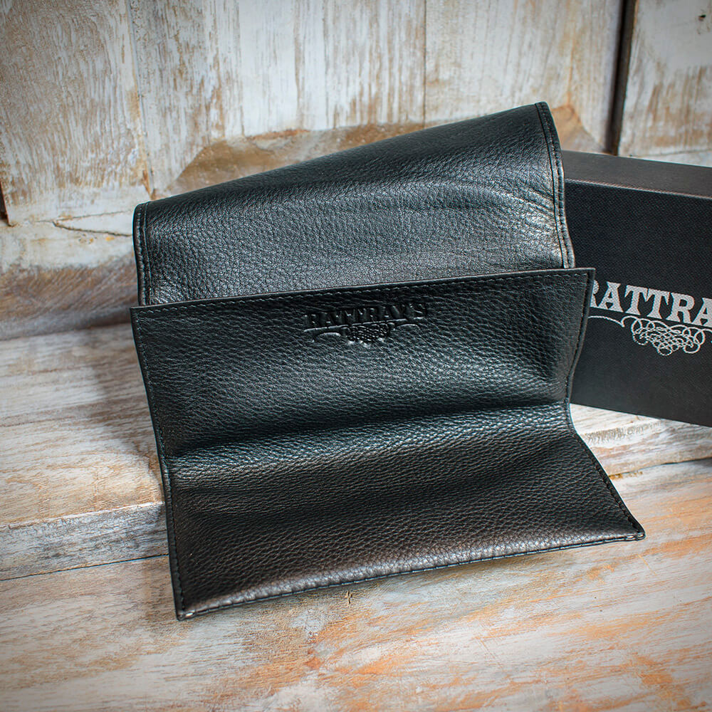 Rattray's Black Knight Leather Pipe Tobacco Pouch - Large Roll Up 1