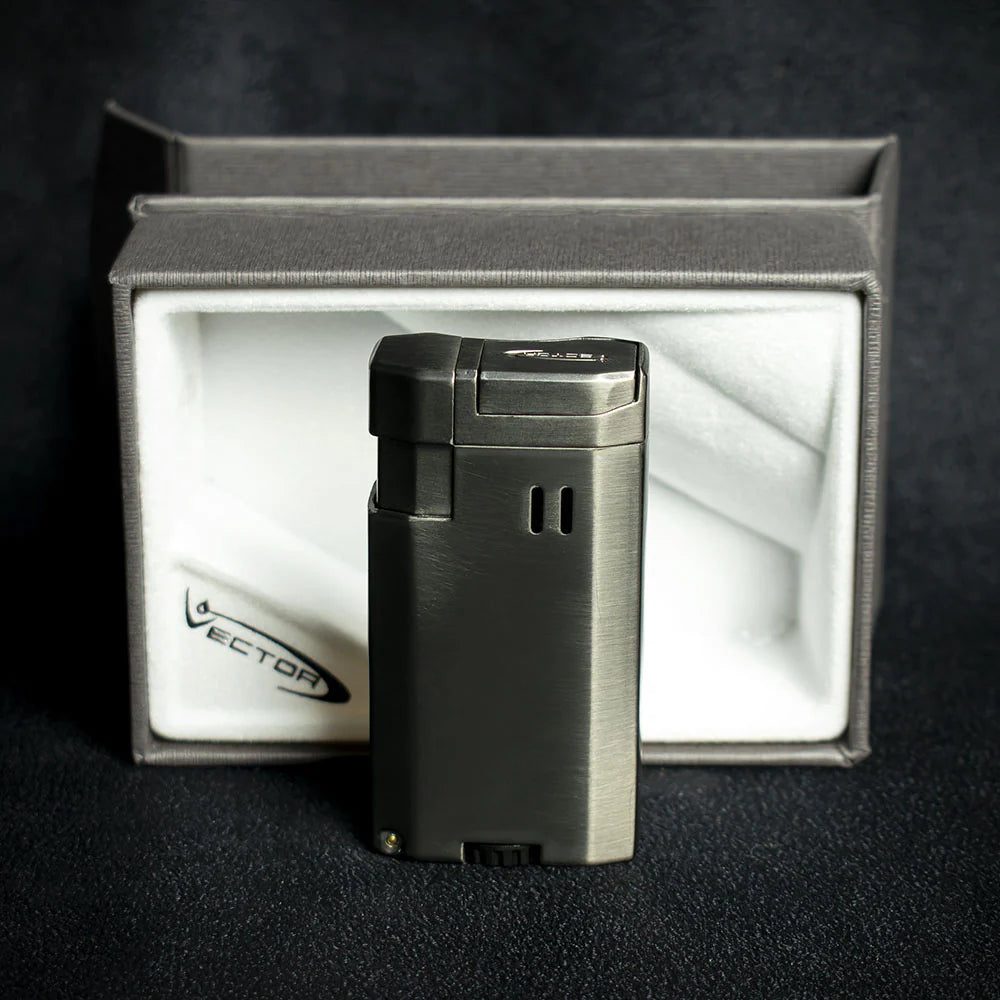 Vector VMotion Twin Jet Flame Lighter With Punch Cutter - Gunmetal