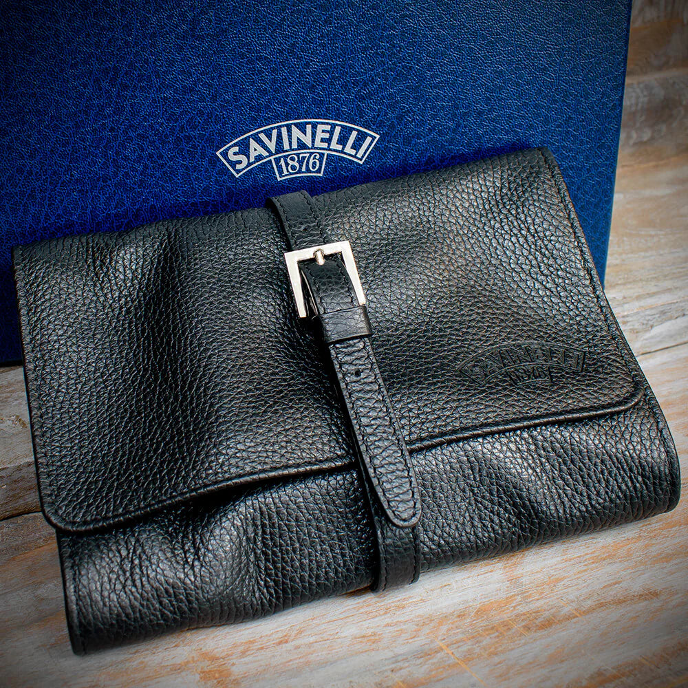Savinelli Black Leather Travel Pipe Bag