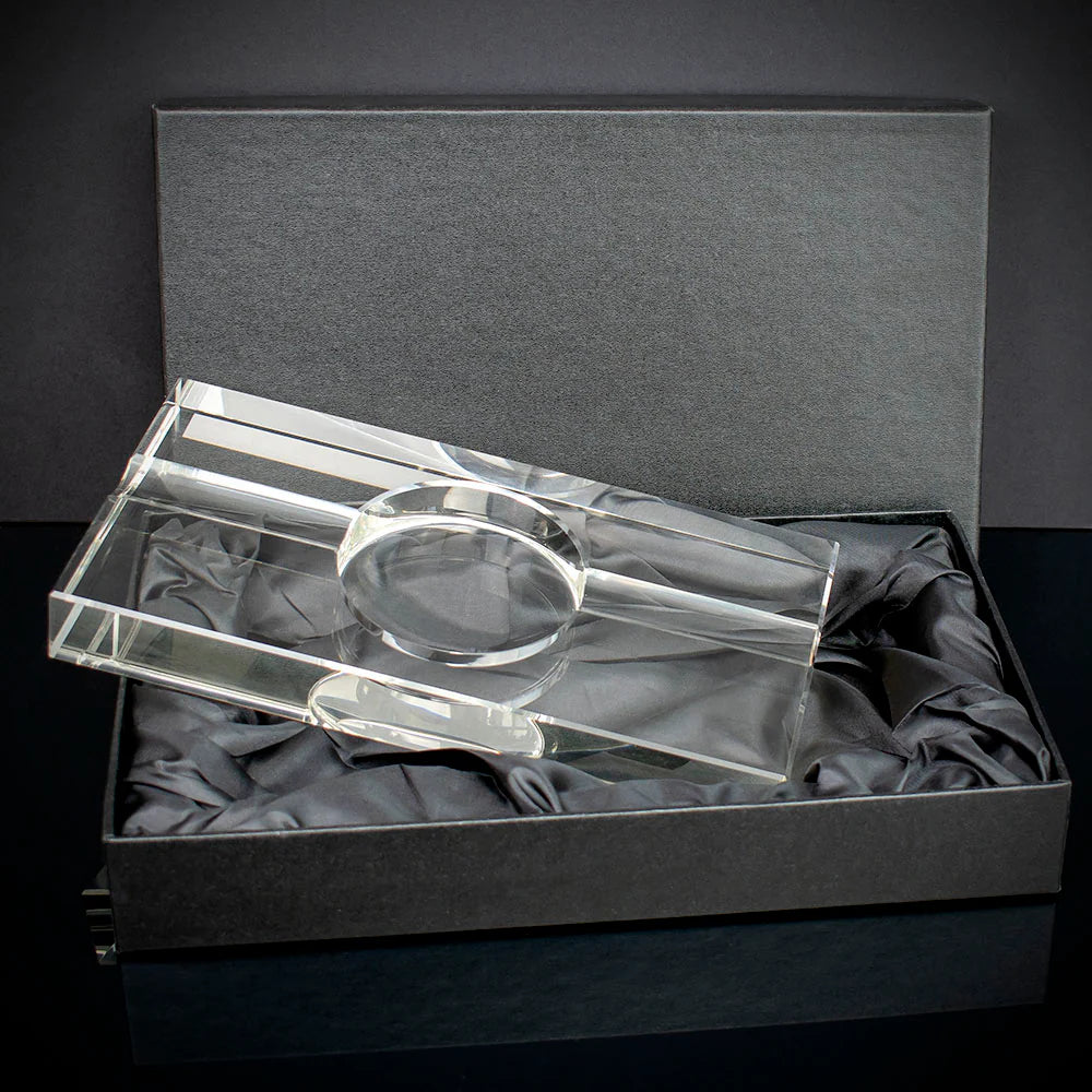 Rectangular Crystal Cigar Ashtray - 2 Cigar Rests