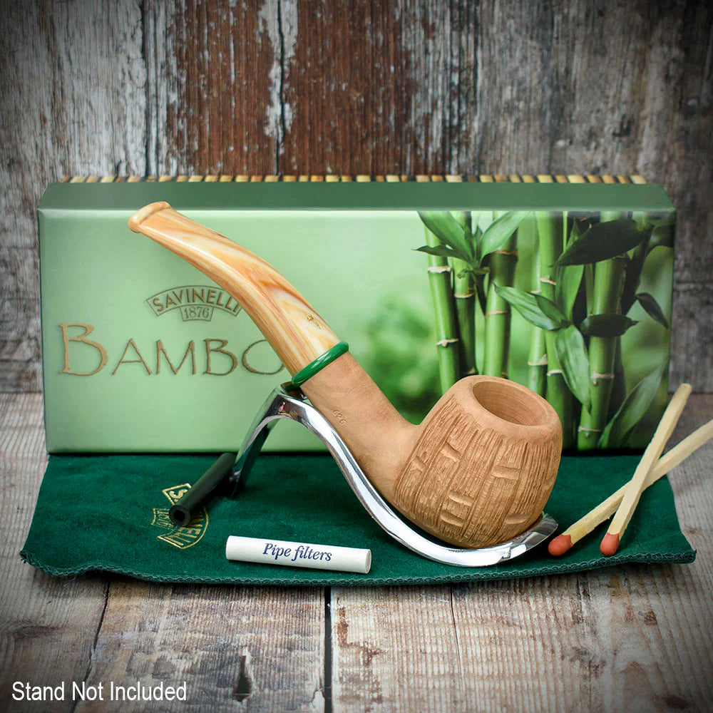 Savinelli Bamboo Rusticated Natural 626 - 6mm Briar Pipe