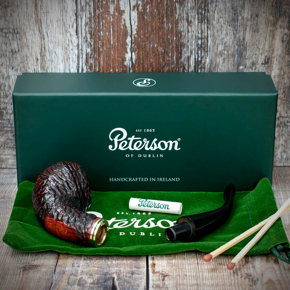 Peterson of Dublin Emerald Rusticated Briar Smoking Pipe - Shape 999 - 9mm