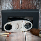 Stainless Steel with Rivets Double Blade Guillotine Cigar Cutter