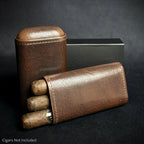Artamis Dark Brown Leather Cedar Lined Cigar Case - 3 Robustos