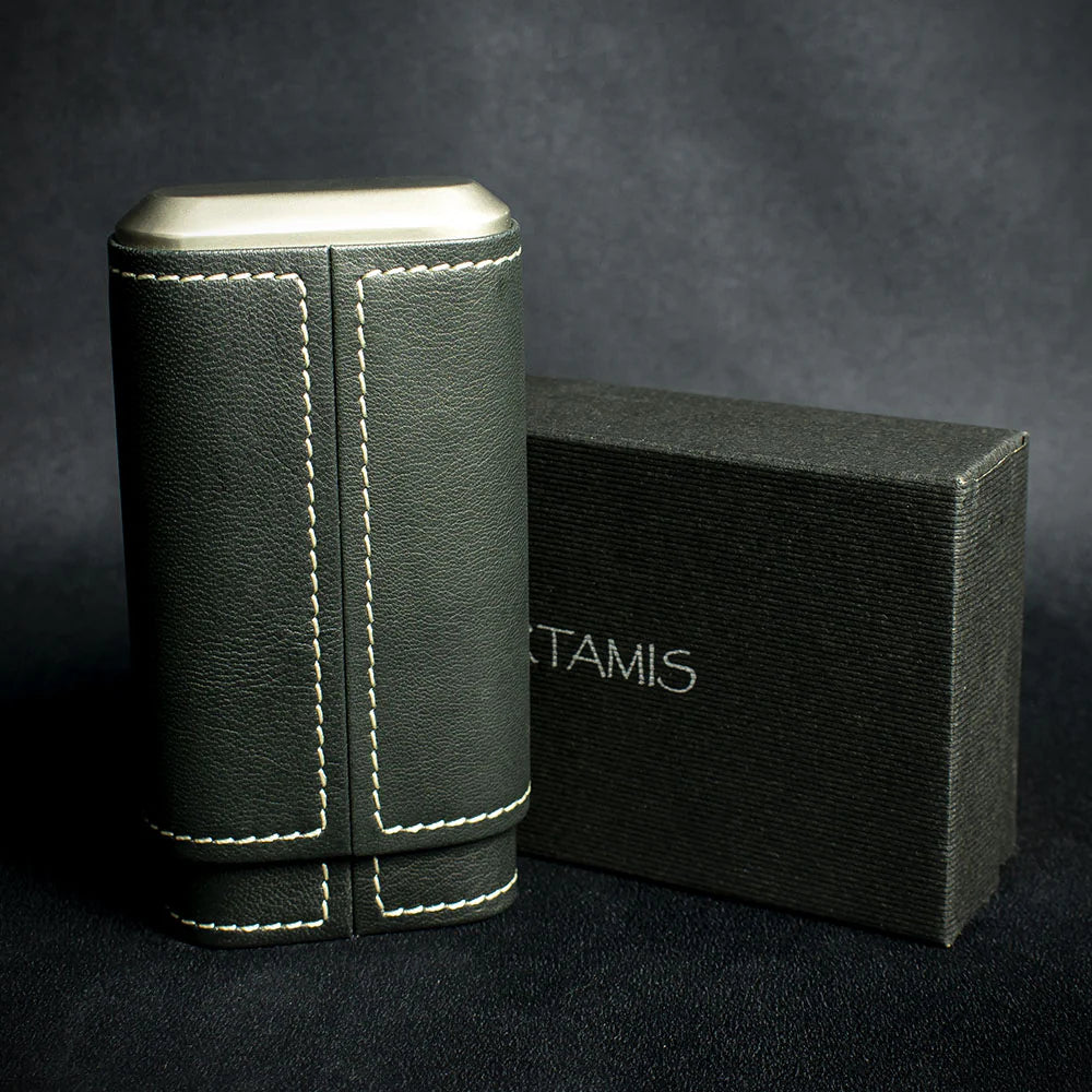 Artamis Black Leather Cedar Lined Cigar Case - 3 Robustos