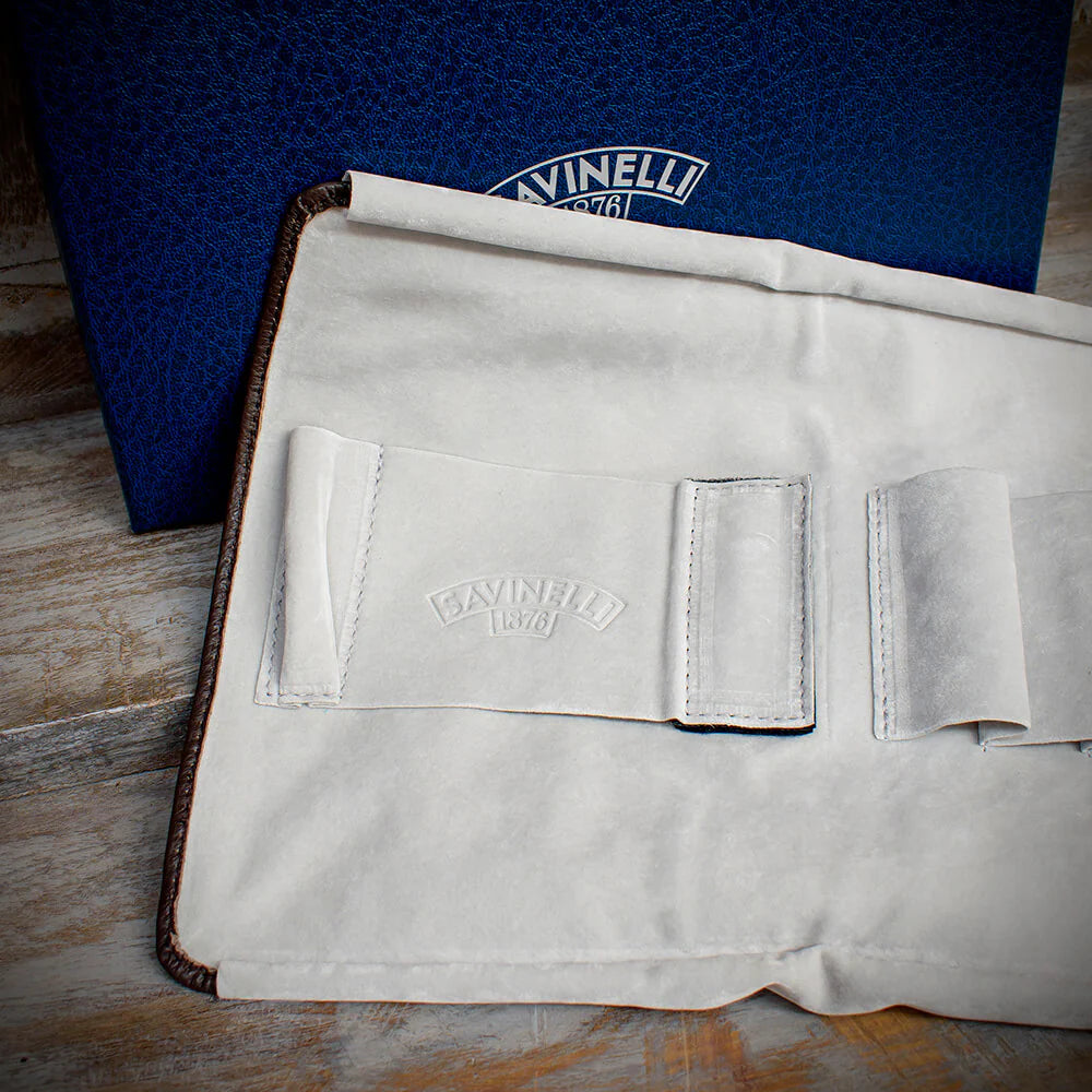 Savinelli Brown Leather Travel Pipe Bag