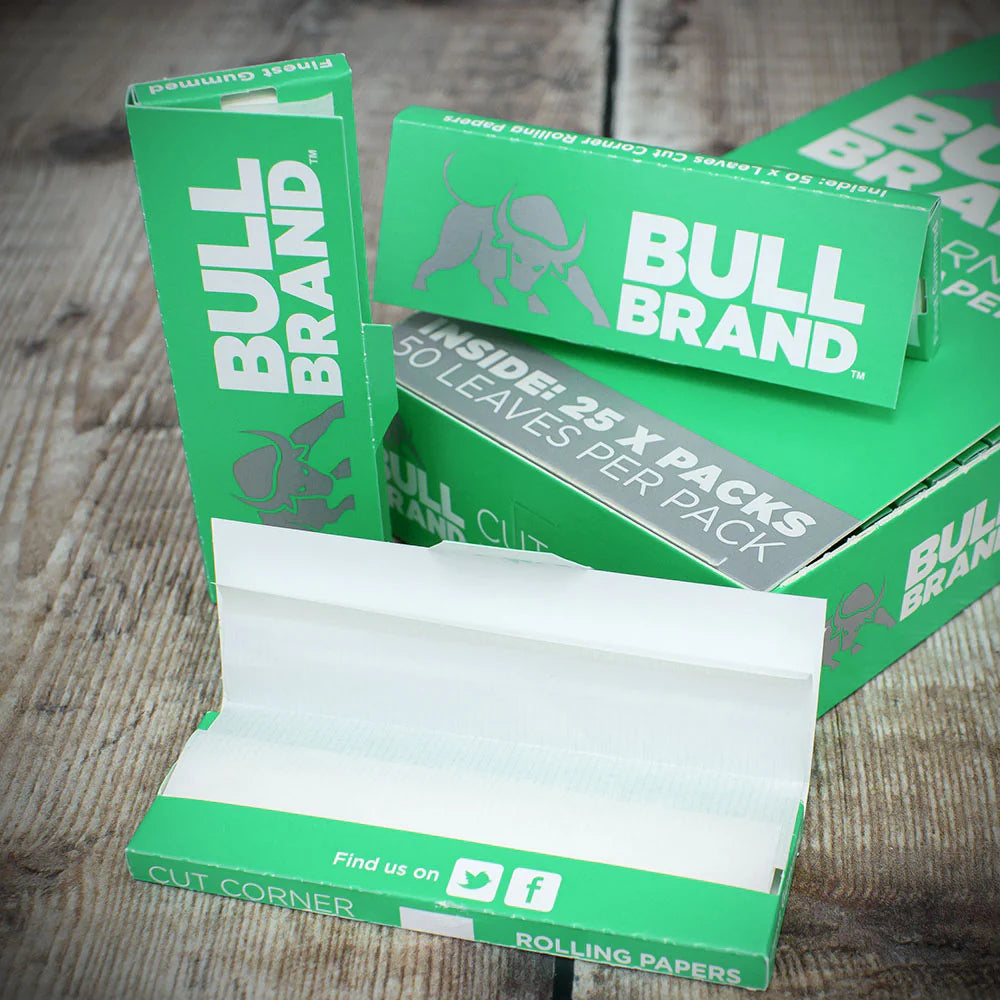Bull Brand Green Cut Corners Rolling Papers - 25 Pack