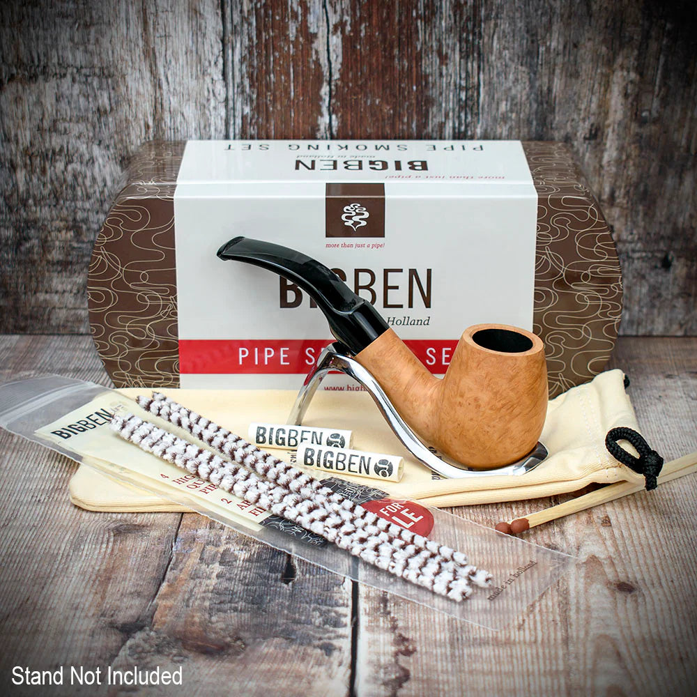 Big Ben Briar Smoking Pipe Starter Kit - Bent Pipe