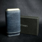 Artamis Navy Blue Leather Cedar LinedCigar Case - 3 Robustos